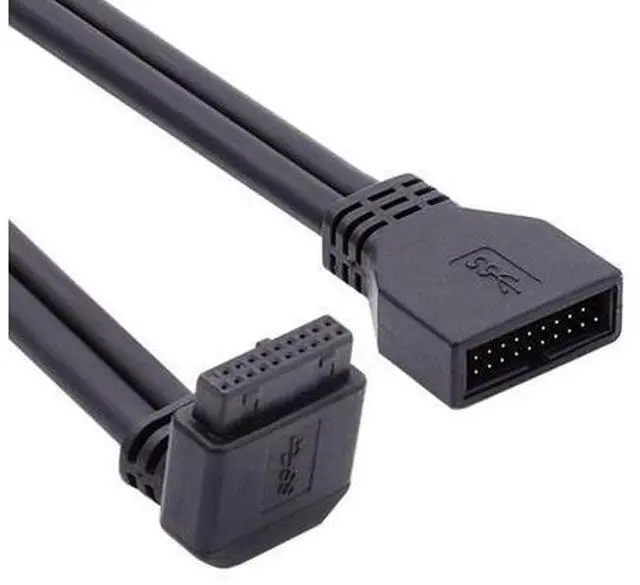 Alt view image 7 of 7 - USB 3.0 Front Panel Header 19/20Pin Male to Female 90 Degree Down Angled Mainboard Header Port Extension Cable Adapter