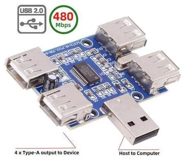 Alt view image 2 of 7 - 4 Port USB 2.0 HUB,USB A 1 to 4 USB 2.0 Splitter Port Multiplier Expansion Adapter for Laptop/Flash Drive/Keyborad/Mouse