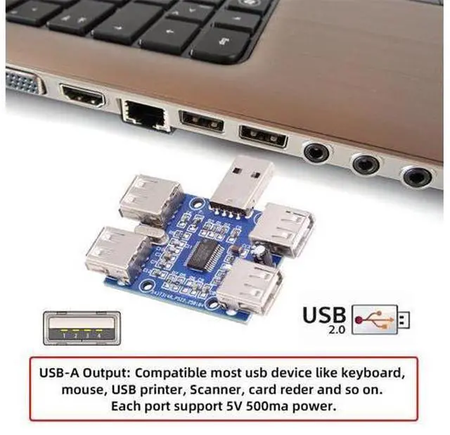Alt view image 6 of 7 - 4 Port USB 2.0 HUB,USB A 1 to 4 USB 2.0 Splitter Port Multiplier Expansion Adapter for Laptop/Flash Drive/Keyborad/Mouse