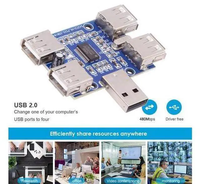 Alt view image 7 of 7 - 4 Port USB 2.0 HUB,USB A 1 to 4 USB 2.0 Splitter Port Multiplier Expansion Adapter for Laptop/Flash Drive/Keyborad/Mouse