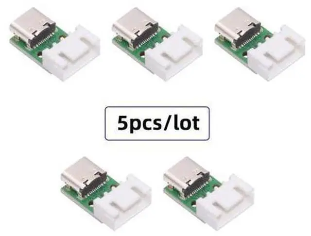 Alt view image 2 of 7 - 5 Pack USB C DIY Connector, Pitch 2.54mm 4Pin to USB 2.0 Type C Female Socket Port Repair Replacement Solder Adapter with Wafer Socket