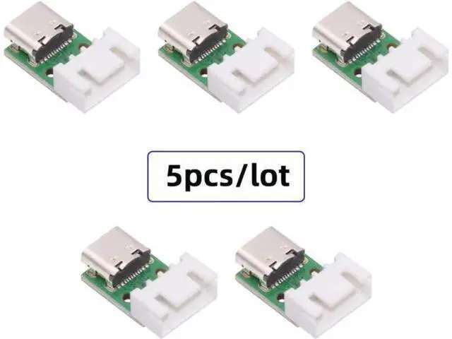 Alt view image 7 of 7 - 5 Pack USB C DIY Connector, Pitch 2.54mm 4Pin to USB 2.0 Type C Female Socket Port Repair Replacement Solder Adapter with Wafer Socket