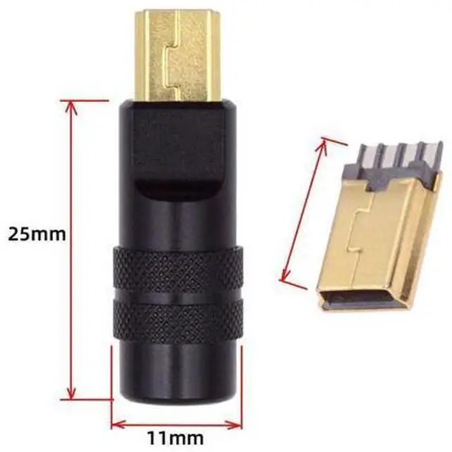 Alt view image 7 of 7 - Mini USB DIY Connector Aluminum Alloy Mini USB 2.0 5Pin Male Plug Port Repair Replacement Solder Adapter for OD 4.0-6.0mm Cable