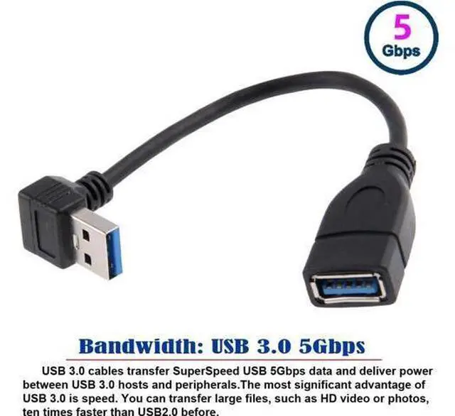 Alt view image 6 of 7 - Down Angled 90 Degree USB 3.0 A Male to Female Extension 30cm Cable 5Gbps