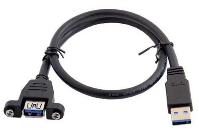 Main image of USB 3.0 A Type Male to Female Extension Cable with Panel Mount Screws 50cm