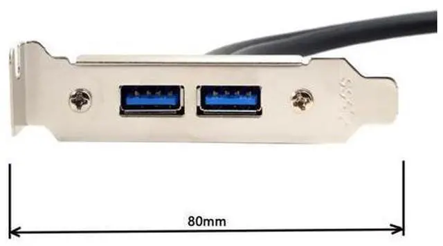 Alt view image 5 of 7 - USB 3.0 Front Panel Header 19/20Pin 1 Male to 2 USB 3.0 Female Chassis Back Panel Port Extension Cable 50cm with 80mm PCI-E Slot Bracket