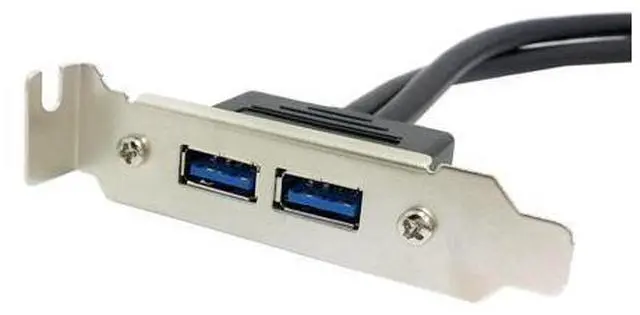 Alt view image 7 of 7 - USB 3.0 Front Panel Header 19/20Pin 1 Male to 2 USB 3.0 Female Chassis Back Panel Port Extension Cable 50cm with 80mm PCI-E Slot Bracket