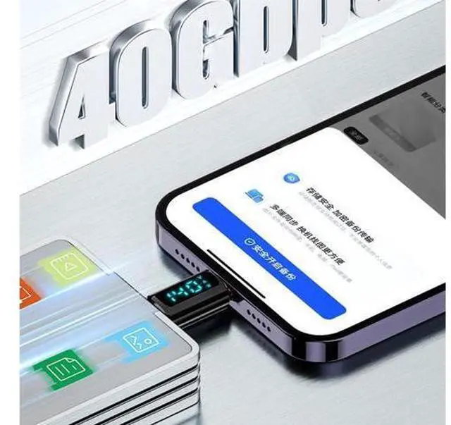 Alt view image 6 of 7 - Adapter Transparent Type-C Smart LED Display USB-C Male to Male Extension Adapter USB4.0 40Gbps 140W Current Voltage Monitoring Tester Detector