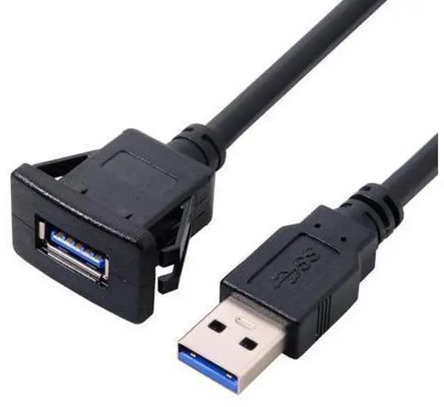 Main image of USB 3.0 Flush Mount Male to Female Extension Cable for Car Dashboard Panel Mount 1.0M