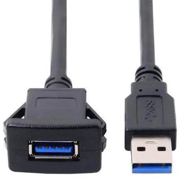Alt view image 5 of 7 - USB 3.0 Flush Mount Male to Female Extension Cable for Car Dashboard Panel Mount 1.0M