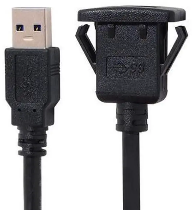 Alt view image 6 of 7 - USB 3.0 Flush Mount Male to Female Extension Cable for Car Dashboard Panel Mount 1.0M