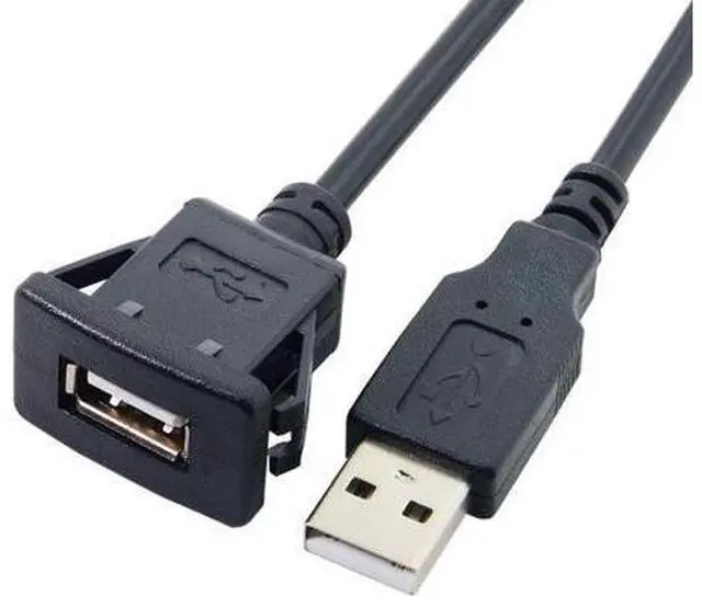 Main image of USB 2.0 Flush Mount Male to Female Extension Cable for Car Dashboard Panel Mount Waterproof Dustproof