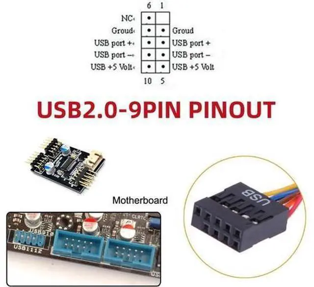 Alt view image 4 of 7 - Motherboard 9Pin 10Pin Female Housing to Dual USB 2.0 Male Type-A Cable 50cm