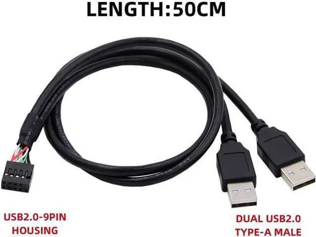 Alt view image 5 of 7 - Motherboard 9Pin 10Pin Female Housing to Dual USB 2.0 Male Type-A Cable 50cm