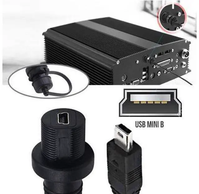 Alt view image 4 of 7 - Mini USB 5Pin Flush Mount Male to Female Extension Cable for Car Dashboard Panel Mount Waterproof Dustproof