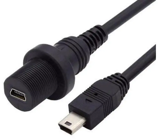 Alt view image 7 of 7 - Mini USB 5Pin Flush Mount Male to Female Extension Cable for Car Dashboard Panel Mount Waterproof Dustproof