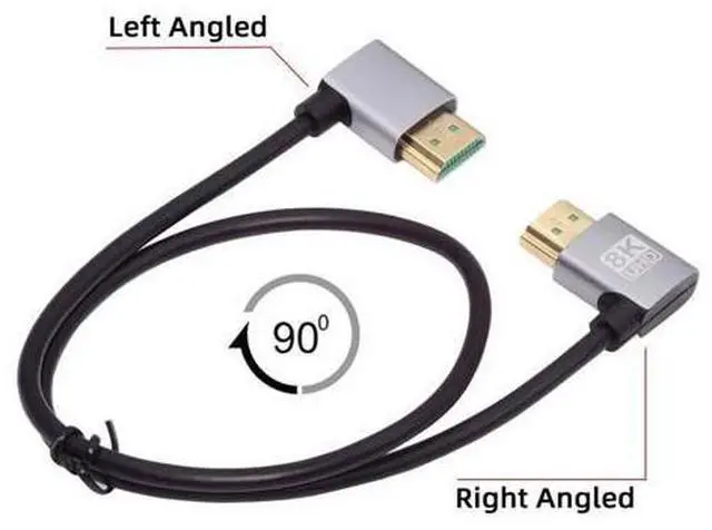 Alt view image 7 of 7 - HDMI 2.1 Ultra Thin HDTV Cable 8K 4K Hyper Super Flexible Slim Cord Left Angled to Right Angled 90 Degree Type-A for Computer HDTV