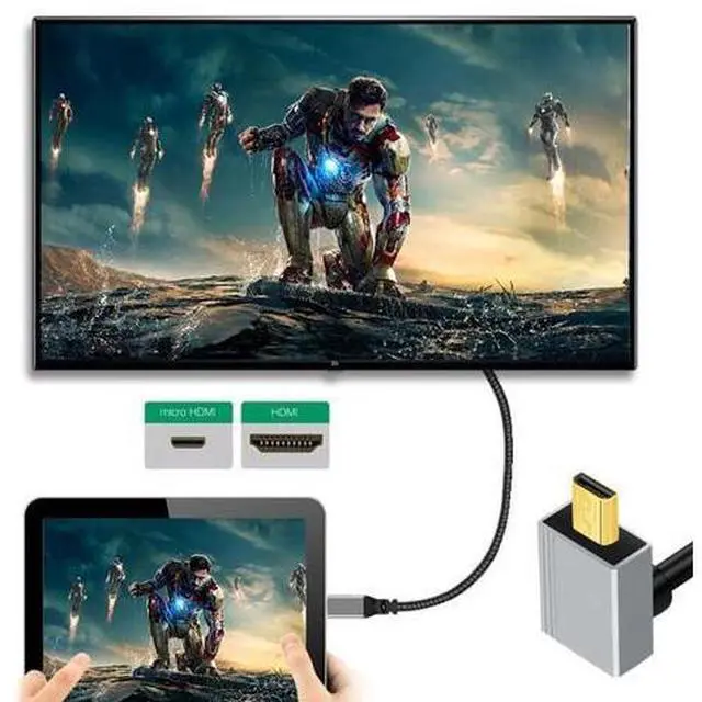 Alt view image 3 of 7 - 90 Degree Up Angled Micro HDMI 2.1 Ultra Thin HDTV Cable 8K 4K Hyper Super Flexible Slim Cord Type-A to Type-D for Camera HDTV 50cm