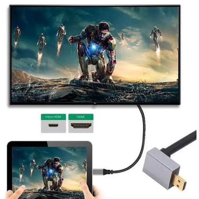 Alt view image 3 of 7 - 90 Degree Down Angled Micro HDMI 2.1 Ultra Thin HDTV Cable 8K 4K Hyper Super Flexible Slim Cord Type-A to Type-D for Camera HDTV 50cm