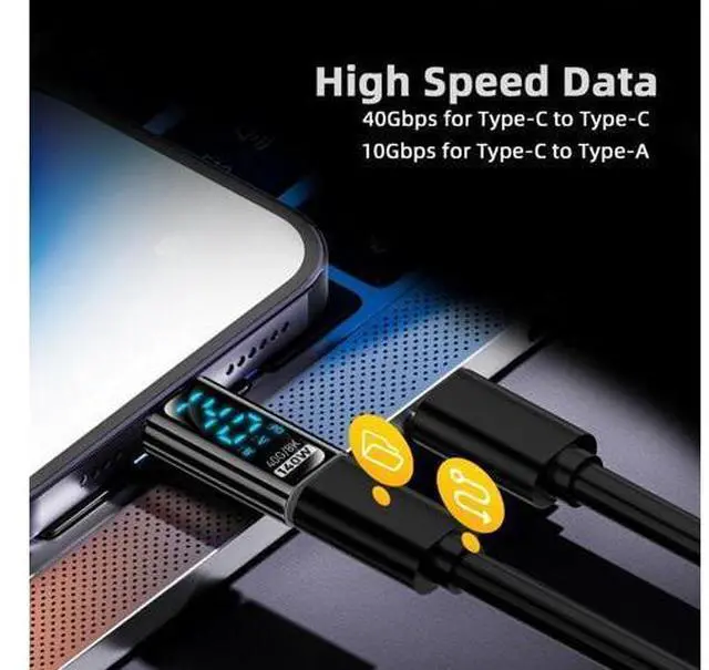 Alt view image 4 of 7 - Adapter Transparent Type-C Smart LED Display USB-C Male to Male Extension Adapter USB4.0 40Gbps 140W Current Voltage Monitoring Tester Detector