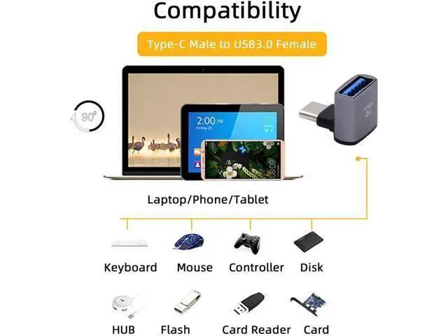 Alt view image 3 of 7 - Up Down Angled USB-C Type-C to USB 3.0 Female OTG Adapter 90 Degree for Laptop Tablet Phone