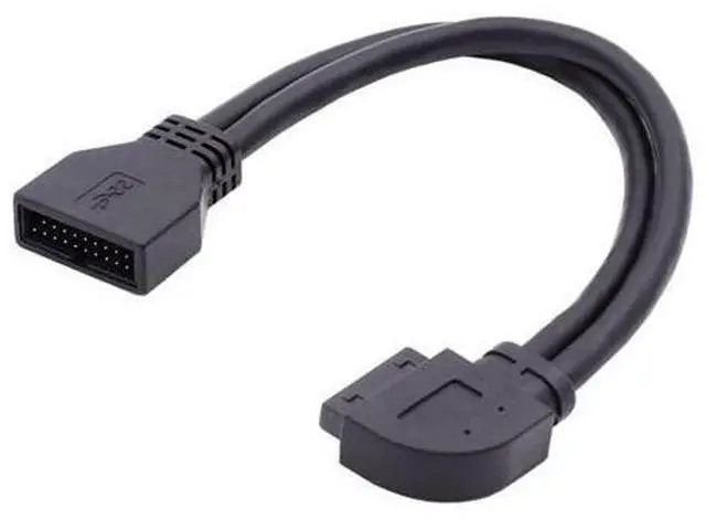 Main image of USB 3.0 Front Panel Header 19/20Pin Male to Female 90 Degree Left Angled Mainboard Header Port Extension Cable Adapter