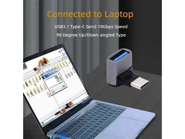 Alt view image 6 of 7 - Up Down Angled USB-C Type-C to USB 3.0 Female OTG Adapter 90 Degree for Laptop Tablet Phone