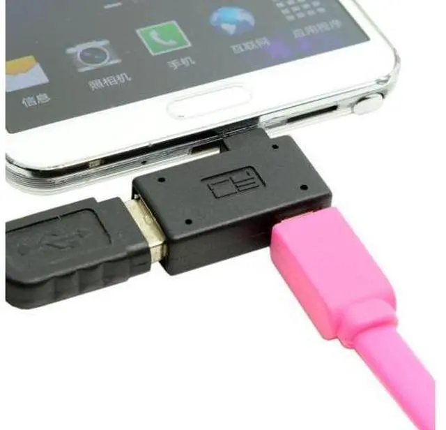 Alt view image 5 of 7 - 2 Pack Micro USB OTG Power Adapter 2 in 1 Micro USB Male to USB 2.0 Female 90 Degree Angled Connector Adapter