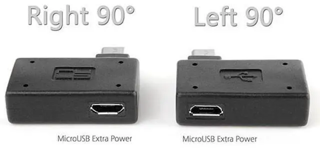 Alt view image 6 of 7 - 2 Pack Micro USB OTG Power Adapter 2 in 1 Micro USB Male to USB 2.0 Female 90 Degree Angled Connector Adapter