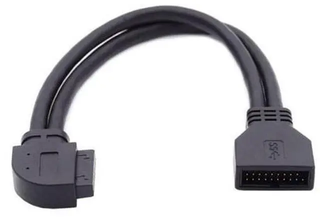 Alt view image 7 of 7 - USB 3.0 Front Panel Header 19/20Pin Male to Female 90 Degree Left Angled Mainboard Header Port Extension Cable Adapter
