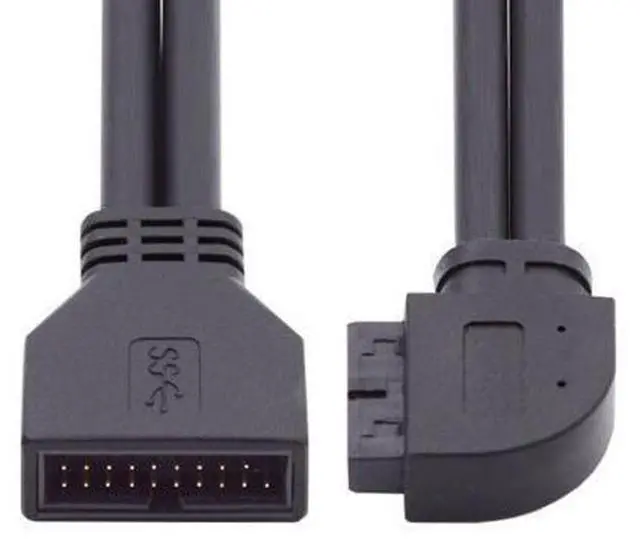 Alt view image 6 of 7 - USB 3.0 Front Panel Header 19/20Pin Male to Female 90 Degree Left Angled Mainboard Header Port Extension Cable Adapter