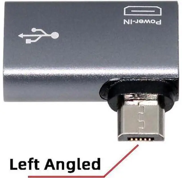 Alt view image 6 of 7 - 2 in 1 Micro USB OTG Power Adapter Micro USB Male to USB 2.0 Female 90 Degree Left Angled Connector Adapter