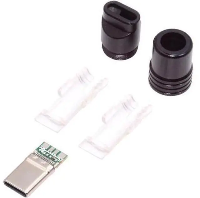 Main image of USB 3.1 Type-C Male Plug Connector Solder Type with Aluminum Alloy Shell Black Customization for 4.0mm~6.0mm Cable