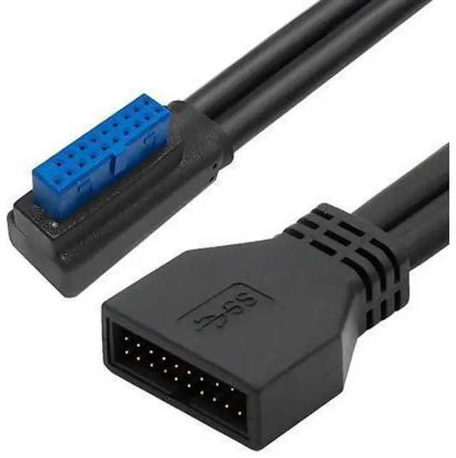 Alt view image 7 of 7 - 9.45Inch USB 3.0 Front Panel Header 19/20Pin Male to Female Mainboard Header Port 90 Degree Left Angled Extension Cable Adapter