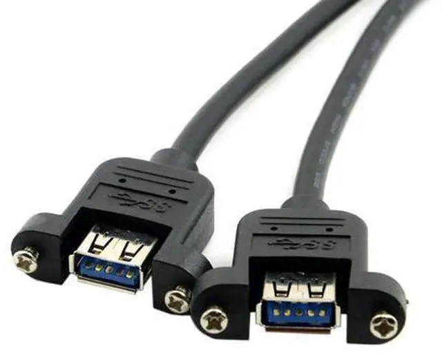 Alt view image 3 of 6 - 2 Ports USB 3.0 Female to Motherboard 20Pin Male Cable for Front Panel Screw Mount Type 30cm