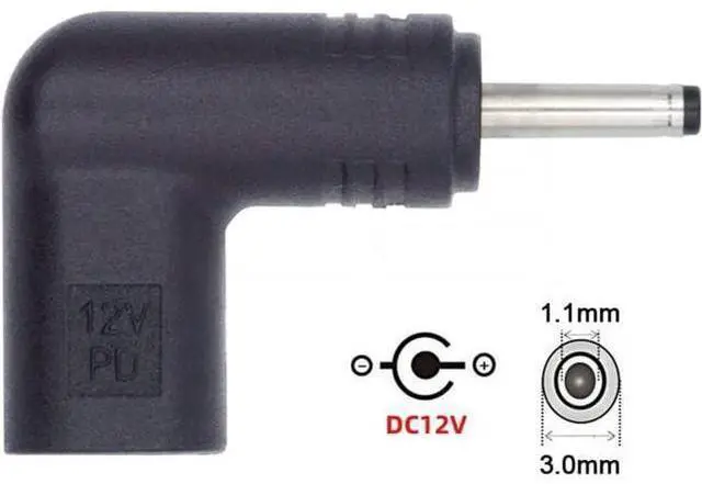 Main image of USB 3.1 Type C USB-C Female to DC 12V 3.0x1.1mm Plug Adapter PD Emulator Trigger 90 Degree Angled