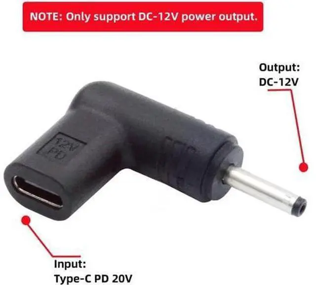 Alt view image 2 of 6 - USB 3.1 Type C USB-C Female to DC 12V 3.0x1.1mm Plug Adapter PD Emulator Trigger 90 Degree Angled