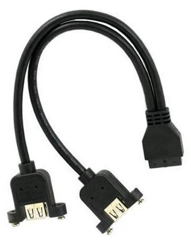 Alt view image 5 of 6 - 2 Ports USB 3.0 Female to Motherboard 20Pin Male Cable for Front Panel Screw Mount Type 30cm