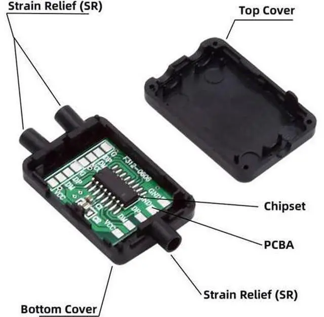 Alt view image 4 of 7 - PCBA for USB2.0 Ports HUB USB 1 to 2 Splitter with SR Cover for DIY OEM Parts & 3.0mm Cable