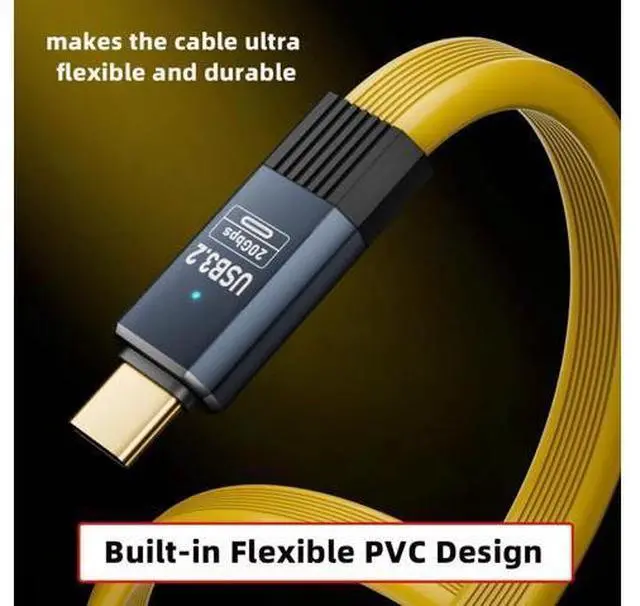 Alt view image 7 of 7 - USB C Flat Extension Cable,USB 3.2 Type C Male to Female Extension Cable Support 20Gbps Data Transfer PD 100W Fast Charging and 8K@60Hz Video 1.64FT/0.5M