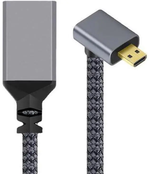 Main image of 4K Type-D Micro HDMI 1.4 Male 90 Degree Down Angled to HDMI Female Extension Cable for DV MP4 Camera DC Laptop