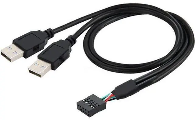 Alt view image 7 of 7 - Motherboard 9Pin 10Pin Female Housing to Dual USB 2.0 Male Type-A Cable 50cm