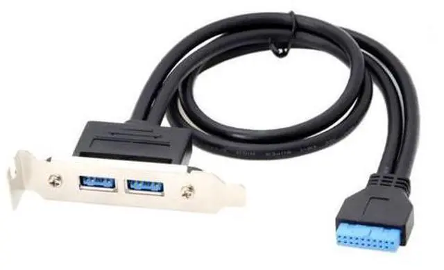 Main image of USB 3.0 Front Panel Header 19/20Pin 1 Male to 2 USB 3.0 Female Chassis Back Panel Port Extension Cable 50cm with 80mm PCI-E Slot Bracket