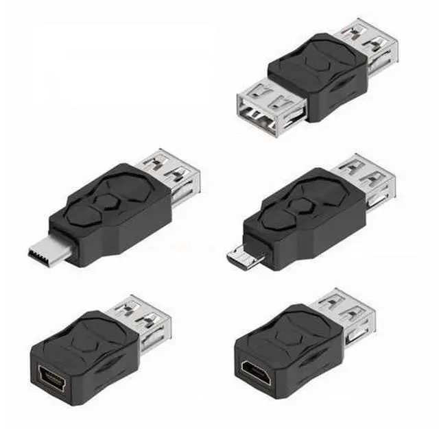 Main image of 5 Pack USB 2.0 Connector Micro USB Mini USB 5Pin to USB 2.0 OTG Data Charge Converter Adapter