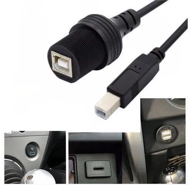 Alt view image 2 of 7 - USB 2.0 Type B Printer Scanner Flush Mount Male to Female Extension Cable for Car Dashboard Panel Mount Waterproof Dustproof