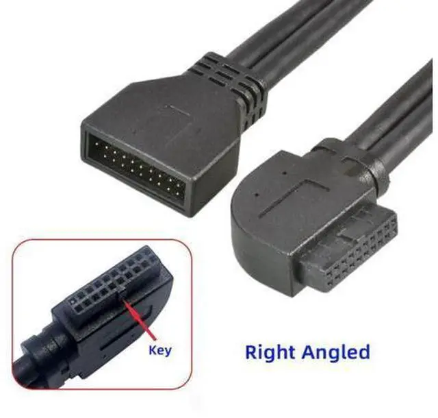 Alt view image 4 of 7 - USB 3.0 Front Panel Header 19/20Pin Male to Female 90 Degree Right Angled Mainboard Header Port Extension Cable Adapter