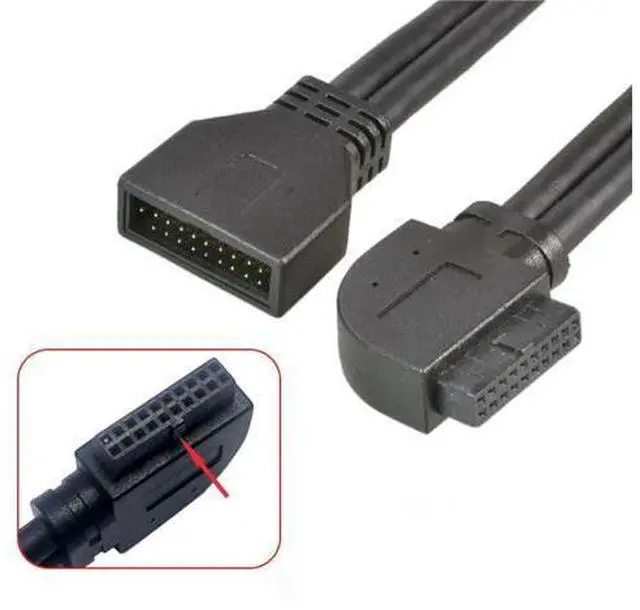 Alt view image 5 of 7 - USB 3.0 Front Panel Header 19/20Pin Male to Female 90 Degree Right Angled Mainboard Header Port Extension Cable Adapter