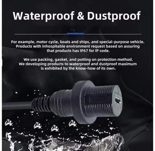 Alt view image 4 of 7 - Micro USB 5Pin Flush Mount Male to Female Extension Cable for Car Dashboard Panel Mount Waterproof Dustproof