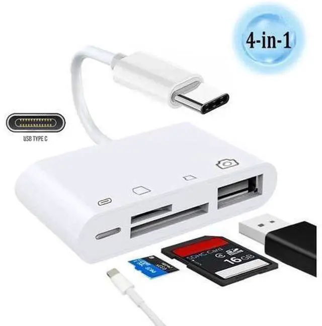 Alt view image 2 of 7 - 4 in 1 USB C to USB 2.0 TF Micro SD SDXC SDHC Card Reader Adapter 480Mbps Compatible with PD 27W for Laptop Tablet Phone