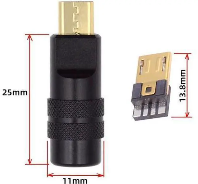 Alt view image 6 of 6 - Micro USB2.0 5Pin Male Plug Connector Solder Type with Aluminum Alloy Shell Black Customization for 4.0mm~6.0mm Cable